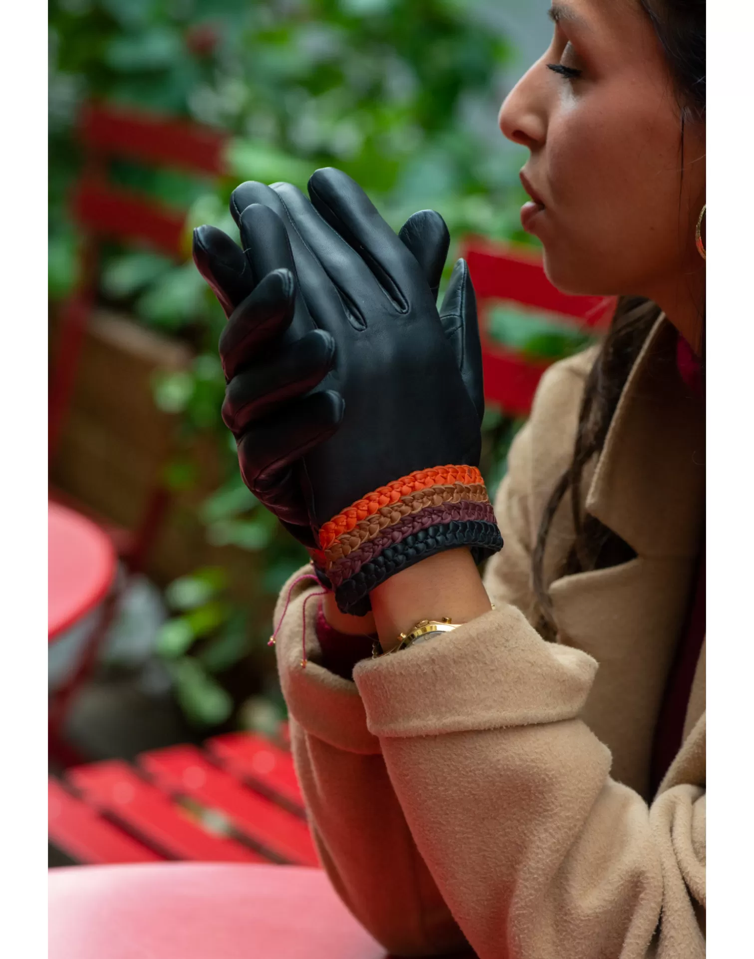 Agnelle Leather Gloves | Solen Silk Lining Noir T/Sam/Tos/Sun