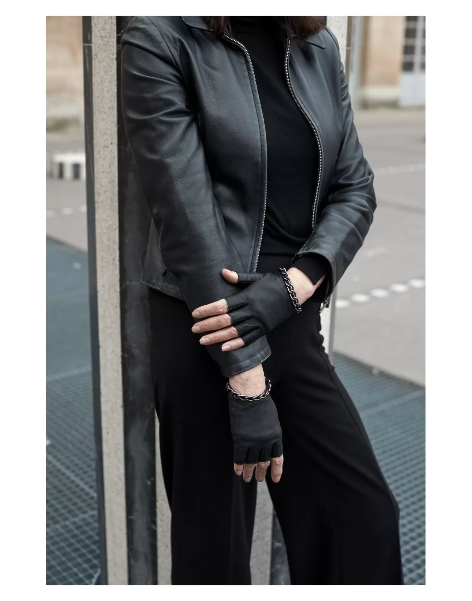 Agnelle Leather Gloves | Sophia Chaine Dc Silk-Lined Black