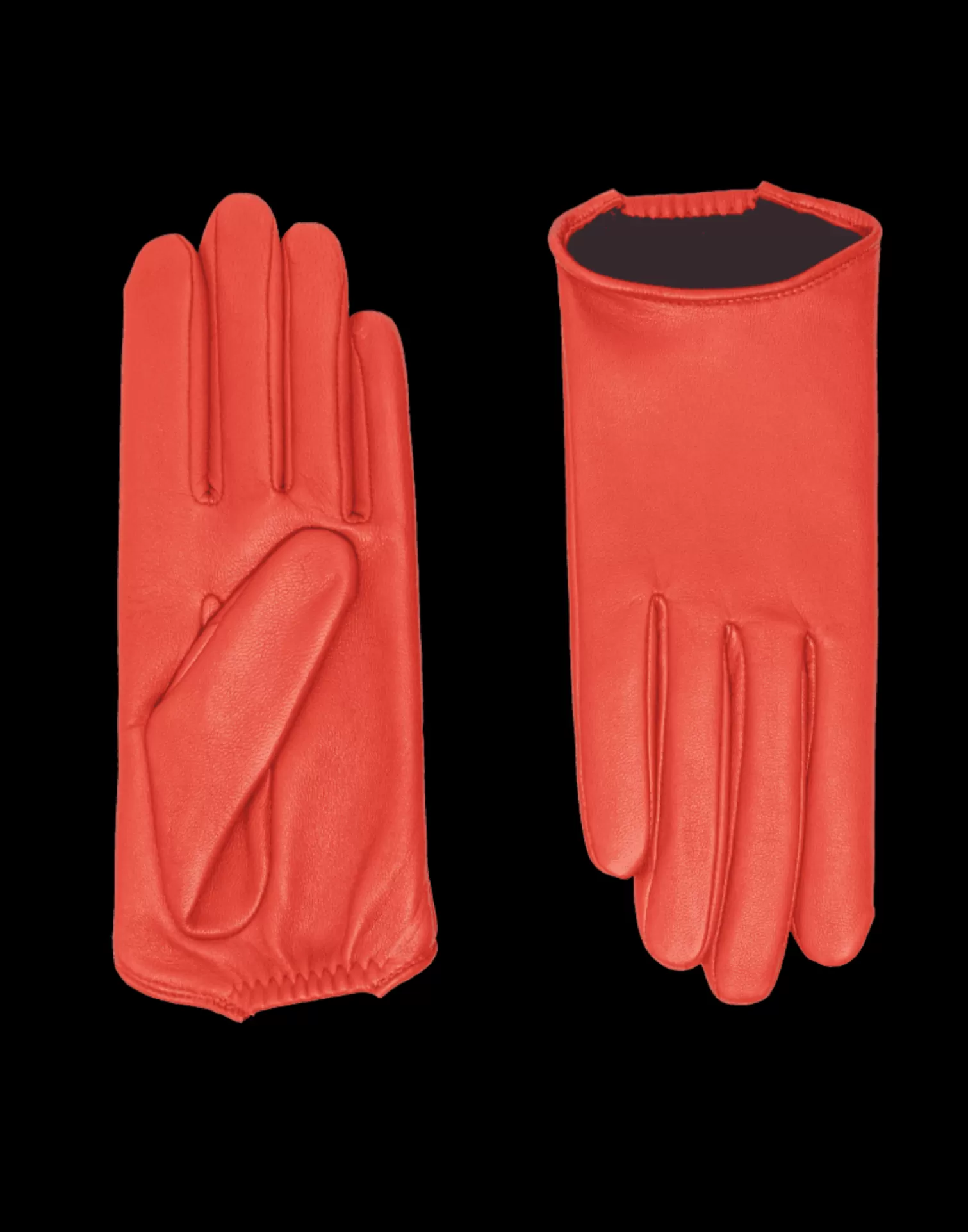 Agnelle Leather Gloves | Sophia Silk Lining Coquelicot