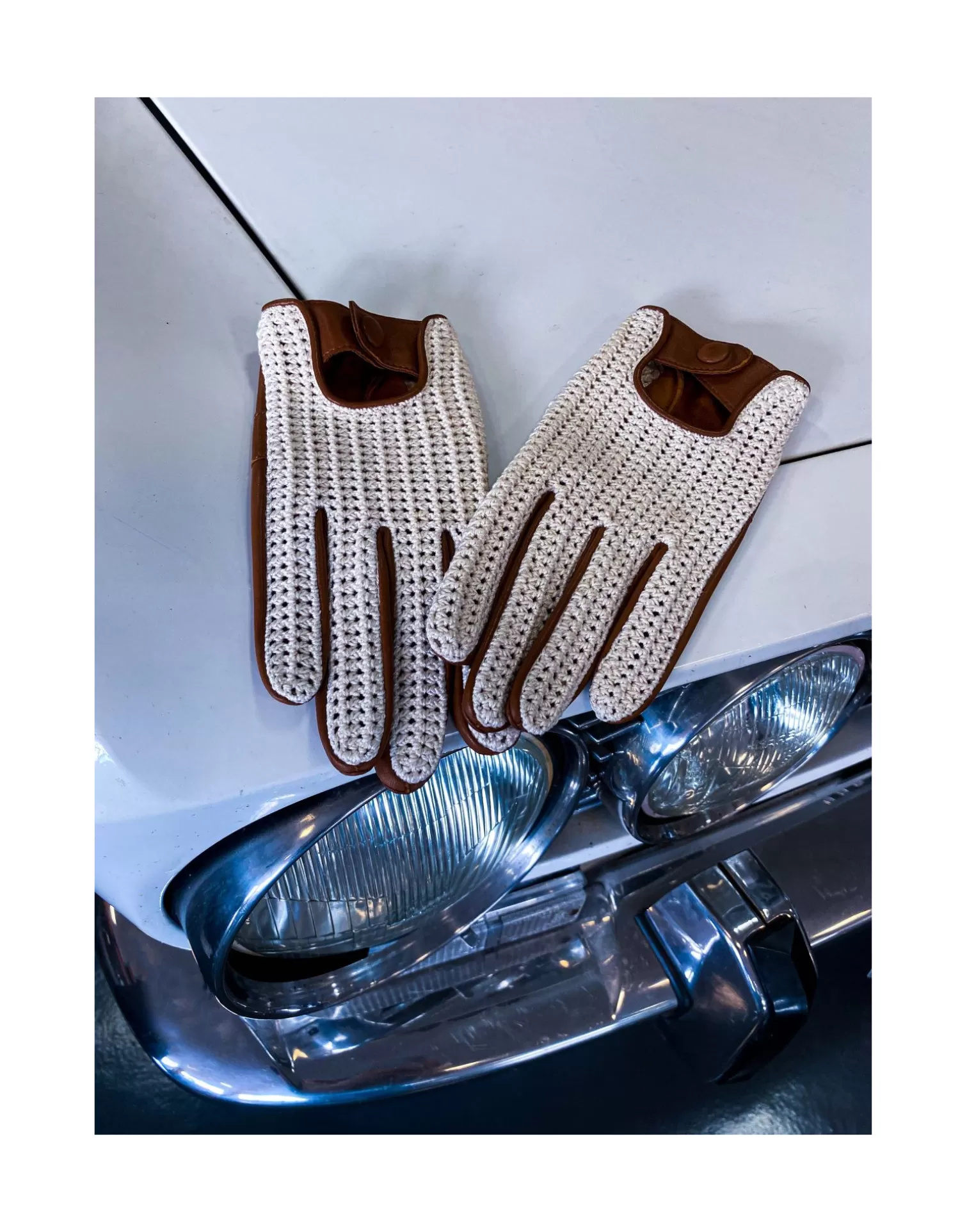 Agnelle Motorcycle & Bike Gloves | Steeve With Crochet Top Whisky/Ecru