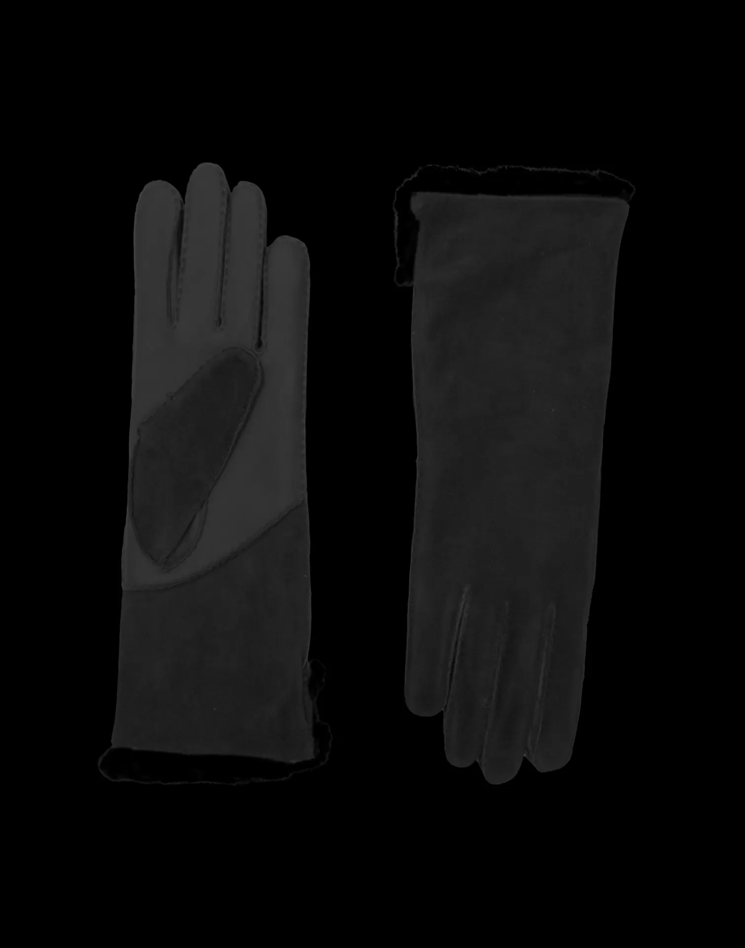 Agnelle Leather Gloves | Tina Rabbit And Silk Lined Noir/Noir