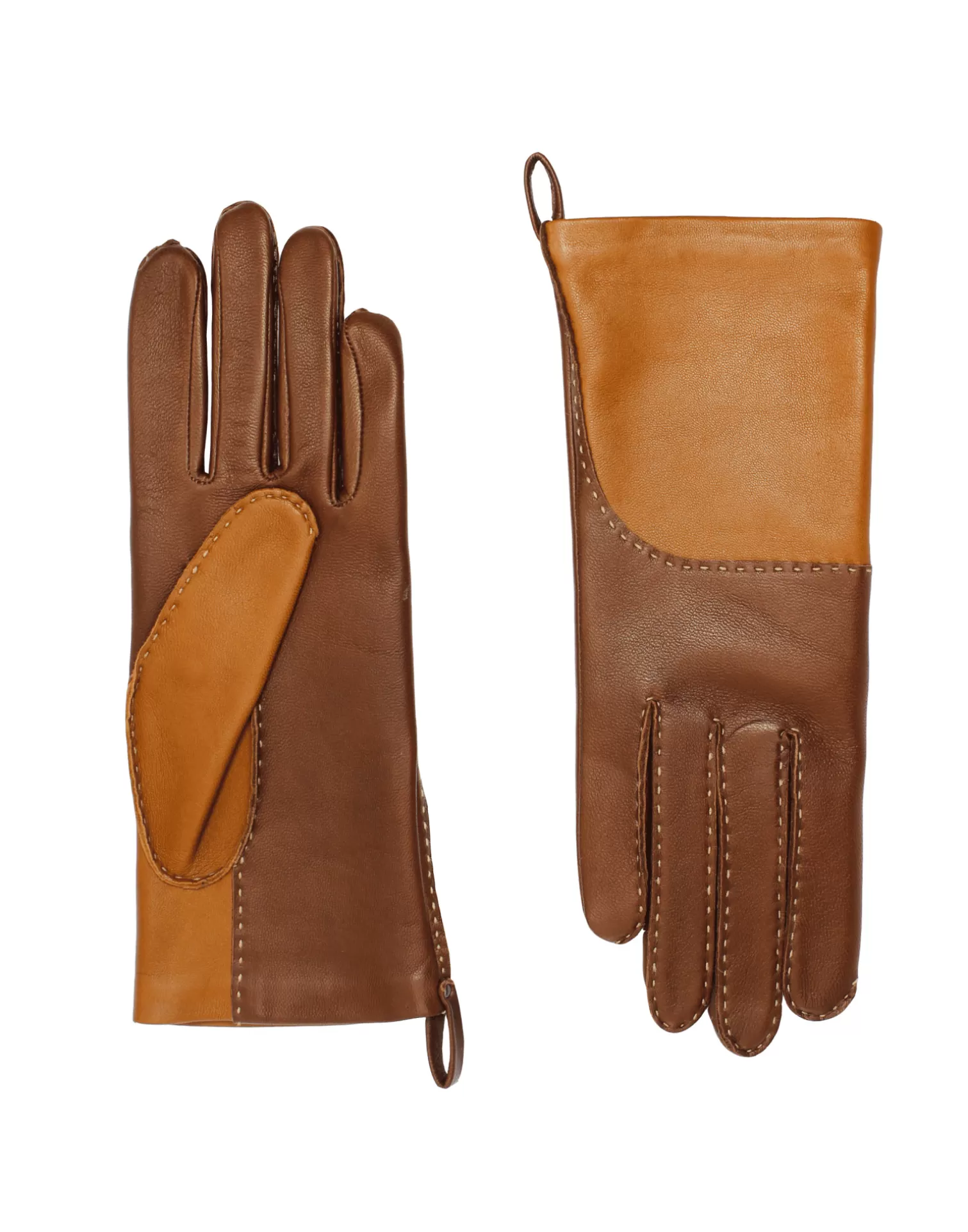 Agnelle Leather Gloves | Yaelle Silk Lining Whisky/Toscana