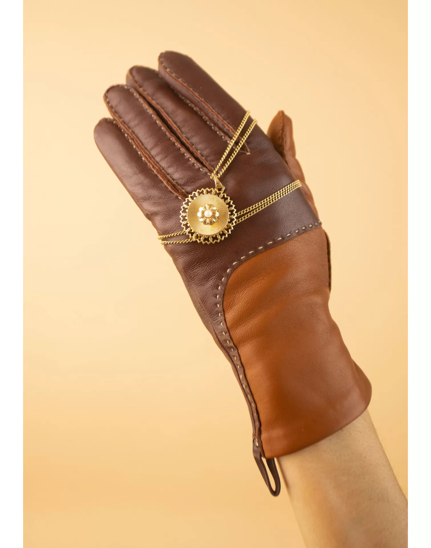 Agnelle Leather Gloves | Yaelle Silk Lining Whisky/Toscana